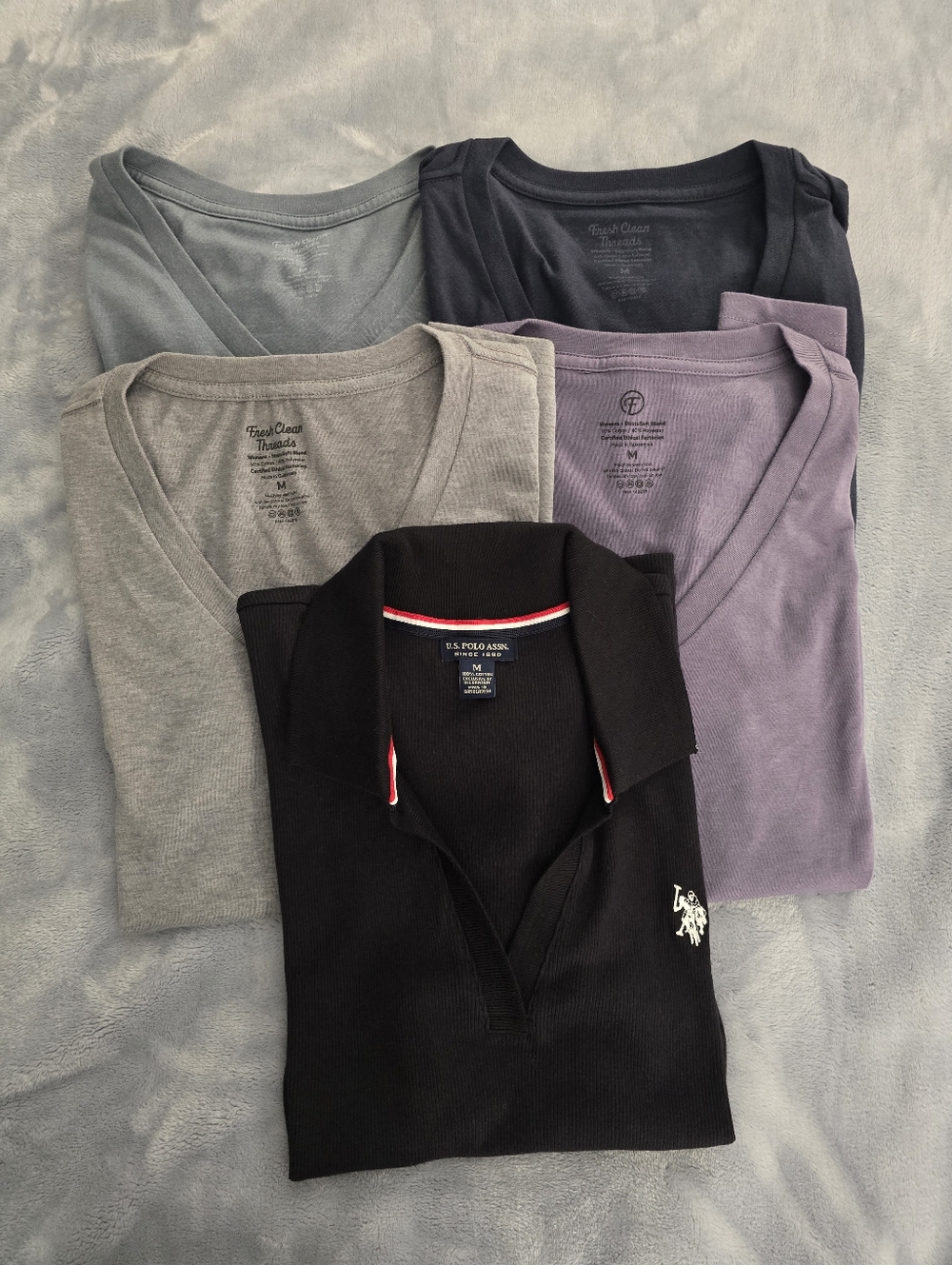 5 Women's T-shirt Bundle Fresh Clean Threads And US Polo Assn.